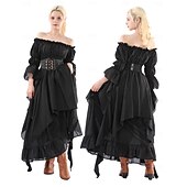 economico Vestiti-Retrò Vintage Rococò Punk &amp; Gotico Vestito Abito ispirato alla Reggenza Manica a Campana Manica a Palloncino Vichingo Elfico Costume Per donna Celtico Costumi da pirata Fantasia Halloween Carnevale