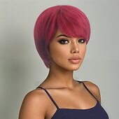 economico Parrucche trendy sintetiche-Parrucca Sintetica Liscio Liscio naturale Asimmetrico Riga Profonda Fatto a macchina Parrucca 10 pollici A1 Capelli Sintetici Per donna Classico Gradiente di colore Capelli Evidenziati / Balayage