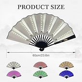 お買い得  イベントとパーティー用品-ブーツオングラウンドファン、パーティー用LEDハンドファン、折りたたみ式の女性用ラインクラッキングダンス用ライトアップファン、ラインダンスポッピングファン、ハンドファンの光るステージパフォーマンス、誕生日の結婚式の装飾
