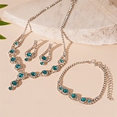economico Parure di gioielli-Set di Gioielli 3 Blu Zircone cubico Rame 1 Collana 1 Bracciale Orecchini Per donna Elegante Vintage Moda Stile Vintage Classico Geometrico Parure di gioielli Per Matrimonio Feste Occasione speciale