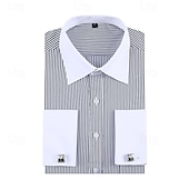 cheap Men&#039;s Dress Shirts-Men&#039;s Shirt Dress Shirt Button Up Shirt Line Wedding Daily Black Blue Dark Blue Violet Long Sleeve Turndown Spring &amp;  Fall Clothing Apparel Pocket