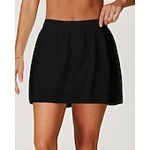 cheap Women's Skirts &amp; Skorts-Women's Solid Colored Casual Skirt Tennis Skirts Tennis Skirts with Shorts Pleated UPF50+ Quick Dry Tennis Golf Pickleball Bottoms Black Ivory Light Green Tennis Clothing