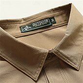 preiswerte Arbeitshemden für Herren-Herren Hemd Sommerhemd Freizeithemd Knopfhemd Cargohemd Schwarz Kaki Armeegrün Langarm Einfach Hemdkragen Urlaub Hawaiianisch Tasche Bekleidung 100% Baumwolle Mode Lässig Bequem
