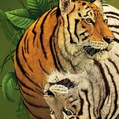 cheap Animal Print T shirts-Tiger Ying Yang VINCENT HIE Men&#039;s 3D T Shirt Short Sleeve T shirt 3D Print Crew Neck Shirt Exaggerated Designer Party Street Casual Green Summer Spring All Seasons Clothing Apparel
