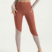 olcso Jóga leggings és harisnyanadrág-Női Jóga nadrág Jóga leggings Kollázs Hasformáló Alakformáló Magas derék Jóga Edzőterem edzés Pilates Harisnyanadrág Színes Barna Khakizöld Spandex Ősz Sport Sportruházat Nyúlós Sovány
