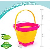 cheap Beach &amp; Outdoor Toys-3 Packs Foldable Pail Bucket 2L Silicone Collapsible Easter Buckets for Kids Multi Purpose for Fun Summer Activities Camping Gear Beach Essentials