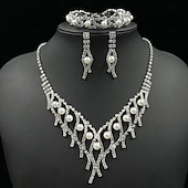 abordables Parures de Bijoux-Ensembles de bijoux de mariée 1 ensemble en alliage de diamant imitation 1 bracelet boucles d&#039;oreilles collier ensemble de bijoux élégants pour femmes pour mariage invité de mariage fête tenue de