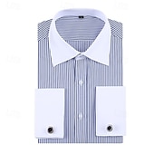 cheap Men&#039;s Dress Shirts-Men&#039;s Shirt Dress Shirt Button Up Shirt Line Wedding Daily Black Blue Dark Blue Violet Long Sleeve Turndown Spring &amp;  Fall Clothing Apparel Pocket