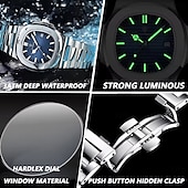 levne Mechanické hodinky-Dámské a pánské mechanické hodinky casual obchodní styl nárazuvzdorné luminescenční datum nerezové hodinky 304