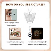 baratos Para mulheres-colar de projeção de fotos personalizado, o melhor presente personalizado para mãe, esposa ou namorada, formato de borboleta com foto e pedra de projeção, perfeito para o dia das mães, dia dos namorados, natal, aniversário