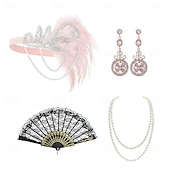 olcso Kiegészítők és még sok más-1920-as évek A nagy Gatsby Flapper fejpánt Gyöngyös karkötő Fülbevaló A nagy Gatsby Toll Retro Csillogó glitter Kristály / Strassz Női Farsang Valentin nap Álarcos mulatság Party estélyi viselet