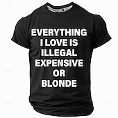 billiga Roliga T-shirts för män-Herr Rolig Slang T-shirt Kortärmad T-shirt 3D-tryck Rund hals Skjorta Mode Dagligen Gata Ledigt Dagligen Svart Rubinrött Blå Sommar Vår Kläder S M L XL XXL XXXL