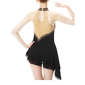 economico Abiti da Pattinaggio Artistico-Abito da pattinaggio artistico Per donna Ragazze Pattinaggio sul ghiaccio Vestito Nero Patchwork Foro per il pollice Rete Spandex Elasticizzato Allenamento Professionale Competizione Vestiti da