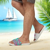abordables Sandales de Vacances-Sandales à enfiler pour homme, motif flamant rose et motif coloré – style décontracté et amusant pour la plage, la piscine et les vacances d&#039;été