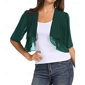levne zábaly svatebních hostů-Ženský wrap elegantní ochrana proti slunci krátký rukáv chiffon svatební wrapy s čistou barvou pro svatbu v létě