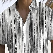Homme Géométrique Rayé Chemise Chemise d'été Chemise Boutonnée Manche Courte Mode Décontractée Vacances Fête Vêtements de rue Été Col Rabattu Impression 3D Une poche avant Chemise en lin Gris abordables Forme Géométrique-Homme Géométrique Rayé Chemise Chemise d'été Chemise Boutonnée Manche Courte Mode Décontractée Vacances Fête Vêtements de rue Été Col Rabattu Impression 3D Une poche avant Chemise en lin Gris