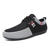 abordables Chaussures Décontractées à Lacets-Baskets décontractées bicolores en tricot pour hommes – Chaussures de sport à lacets en nylon respirant pour un usage quotidien