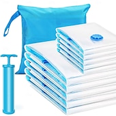 abordables almacenamiento de equipaje y viajes-Bolsas de vacío reutilizables para ropa, edredones, ropa de cama, colchas y abrigos, con cierre de cremallera, para viaje, 10 unidades