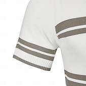 billige Herrepolo med trykk-Herre Polo Strikk polo Virksomhet Avslappet V-hals Kortermet Formelt Fargeblokk Original Sommer Alle årstider Svart Hvit Militærgrønn Beige Polo
