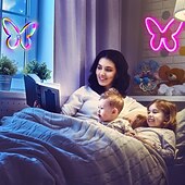 billiga Dekorativa ljus-fjäril neonskyltar led ljus 3aa batteridriven usb-driven vägg neonljus dekor fjäril väggkonst för jul hem sovrum födelsedagsfest dekoration