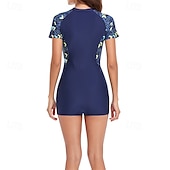billige Utslett vakter-Dame Rash-guard One-Piece Badetøy UV Solbeskyttelse UPF50+ Lettvekt Kortermet Spandex Badetøy Badedrakt Forside Glidelås Svømming Surfing Strand Vannsport Sommer Vår Høst