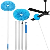 cheap Bathroom Gadgets-Ceiling Fan Cleaner Duster Reusable Microfiber Ceiling Fan Blade Cleaner Removable Duster with Extension Pole,Adjusts 21 to 56Inch