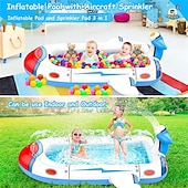 Недорогие Бассейны, джакузи и принадлежности-детский бассейн 4-8 лет надувной тройной бассейн для детей двор &amp;детский бассейн с разбрызгивателем для игр на открытом воздухе, подходит для детей 3-4-5-6 лет