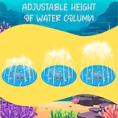 abordables Jouets de Plage et de Plein Air-Tapis de jeu d&#039;eau d&#039;extérieur de 39 pouces, motif de vie marine multicolore, tapis anti-éclaboussures en PVC durable avec arroseur, antidérapant bleu &amp;gonflable idéal pour les jouets aquatiques