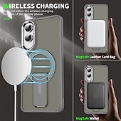 Недорогие Чехлы для Samsung-Чехол для телефона Samsung Galaxy S24 S24 Ultra Plus S23 Ultra S25 S25 Plus S25 Ultra с магнитной адсорбцией и подставкой полупрозрачный магнитный PC