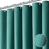 abordables Cortinas de ducha-Cortinas de ducha de tela gruesa texturizada de waffle Resistente a la humedad Forro con ganchos de acero inoxidable Calidad de lujo hotelera Verde salvia 180cm*180cm(70&quot;*70&quot;)