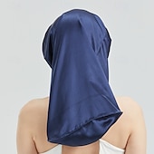abordables sombreros caseros-Diadema larga de seda banda elástica Para dormir con cabello largo transpirable A prueba de viento Cálido sombrero elástico de seda de morera
