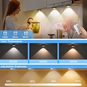 cheap Cabinet Light-1 Pc RGB dimmable rechargeable magnetic spotlight cabinet light wardrobe wine cabinet light mural light wiring free remote control control cat eye light ice hockey light dimmable timer