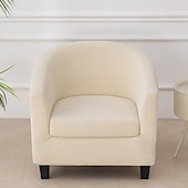cheap Armchair Cover &amp; Armless Chair Cover-2 Piece Club Chair Slipcover Stretch Barrel Chair Covers Solid Tub Chair Slipcovers Soft Armchair Covers Removable Furniture Protector Arm Chair Cover for Living Room