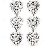 cheap Earrings-Women&#039;s Clip on Earring Classic Heart Precious Stylish Dangling Romantic Imitation Diamond Earrings Jewelry Silver For Wedding Party Club 1 Pair