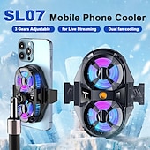 cheap Universal Accessories-SL07 Mobile Phone Cooler 3 Gears Adjustable Semiconductor Cooling Fan Radiator for IPhone Android PUBG Live Streaming Heat Sink