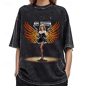 billiga Blast-T-shirt Överdimensionerad Acid Washed Tee Retro affisch Retro flicka Grafisk Till Par Herr Dam Vuxna Maskerad Varmstämpling Ledigt / vardag