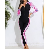 abordables Lycra de surf-Femmes Combinaison de Plongée Rash Guard Protection Solaire UV UPF50+ Léger manche longue Spandex Maillot de Bain maillot de bain ​fermeture éclair sur le devant Natation Surf Plage Sports Nautiques