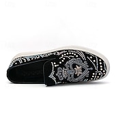 levne Pánské nazouváky a mokasíny-pánské černé slip-on tenisky s cvočky a kamínkovými detaily - módní společenské boty pro taneční akce a speciální příležitosti