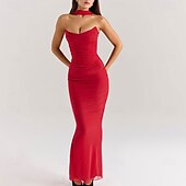 levne Plesové šaty-Mořská panna  trumpet quinceanera šaty elegantní šaty svatba svatební hosté dlouhé do podlahy bez rukávu bezramenné polyesterové bez zad s nařasením