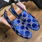 baratos Mocassins-mocassins masculinos de veludo azul bordado com ponta de metal – sapatos elegantes para baile de formatura e festa de formatura