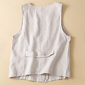 Χαμηλού Κόστους Βασικά Ψεύτικα Πουκάμισα-Γυναικεία Λινό από ψεύτικο βαμβάκι Τσέπη Κουμπιά Σκέτο Βασικό Καθημερινό Αμάνικο Λαιμόκοψη V Κανονικά μπλουζάκια Αργίες Εξόδου Μαύρο Πορτοκαλί Πράσινο του τριφυλλιού Χακί Μπεζ Καλοκαίρι