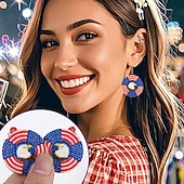  250º Aniversário EUA Brincos Bandeira dos EUA Casual Adulto Mulheres Semiquincentenário Baile de Máscaras Dia da Independência Festival Vestir-se