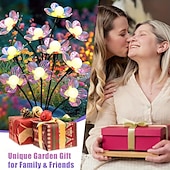 abordables Éclairage paysager-Lot de 2 lampes solaires d&#039;extérieur en forme de fleur, luminaire décoratif d&#039;intérieur, idéal pour un jardin, une pelouse, une cour, une allée ou un camping