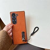 levne Pouzdra pro Samsung-telefon Carcasă Pro Samsung Galaxy Z Fold 6 Z Fold 5 Z Fold 4 Z Fold 3 Zadní kryt s Lanyardem Nárazuvzdorné Retro PC PU kůže
