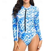 halpa Ihottumavartiot-Naisten Ihottumissuoja Uimapuku UV-aurinkosuojaus UPF50+ Kevyt Pitkähihainen Spandex Uima-asut Uimapuku Etuvetoketju Uinti Lainelautailu Hiekkaranta Vesiurheilu Kalavaa&#039;at Kesä Kevät Syksy