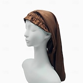 abordables sombreros caseros-Diadema larga de seda banda elástica Para dormir con cabello largo transpirable A prueba de viento Cálido sombrero elástico de seda de morera