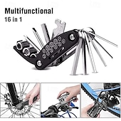 お買い得  手工具-16 in 1 ポータブル自転車修理ツールキット 六角レンチ ナット タイヤ ドライバー オートバイ 自転車修理ツール