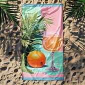 abordables juegos de toallas de playa-Toalla de playa estampada, manta de playa ligera, de secado rápido y sin arena, ideal para viajes, piscina y uso al aire libre.