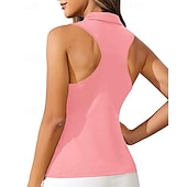 cheap Women&#039;s Shirt-US Open Women&#039;s Workout Tank Top Sport Shirt Sports Tank Top Tank Top Sleeveless Zipper Quick Dry Tennis Golf Pickleball Zip Collar Solid Colored Tank Back Black White Pink Spandex Tennis Clothing