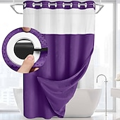 cheap Shower Curtains-Waffle Weave Shower Curtain 180cm*180cm(70&quot;*70&quot;) with Snap-in Fabric Liner Set, Solid Colored Hotel Style for Bathroom with Mesh Top Window